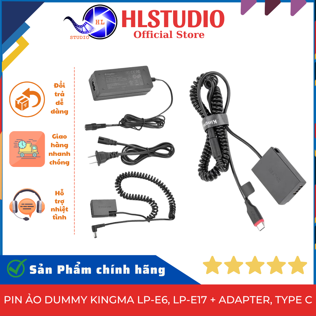 Pin ảo Dummy Kingma LP-E6, LP-E17 + Adapter, Type C - Giải Pháp Quay ...