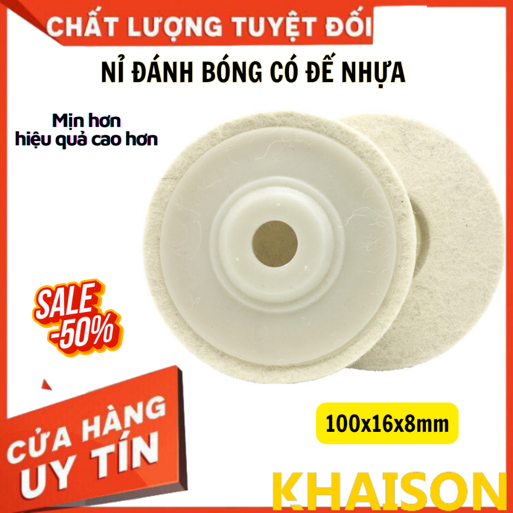 Đĩa nỉ lông cừu đánh bóng mịn loại 100mm chà bóng inox, kim loại, gạch ...