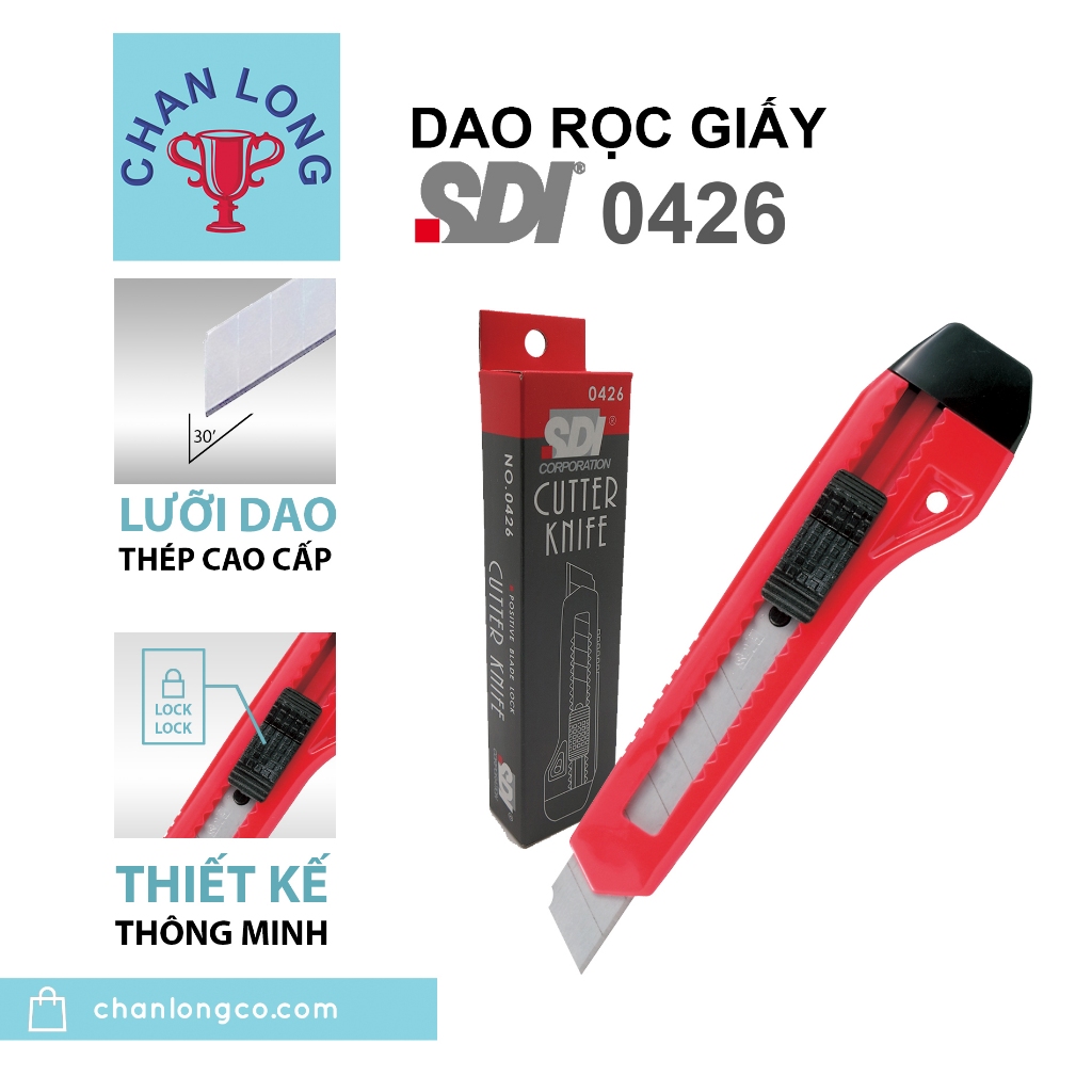Dao rọc giấy lớn 0426 lưỡi 18mm chính hãng SDI, cắt đa dạng vật dụng ...