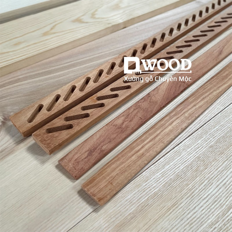 Ảnh Cặp rãnh cửa chớp lá sách Dwood gỗ Gõ đỏ tự nhiên - chiều dài tự chọn 3
