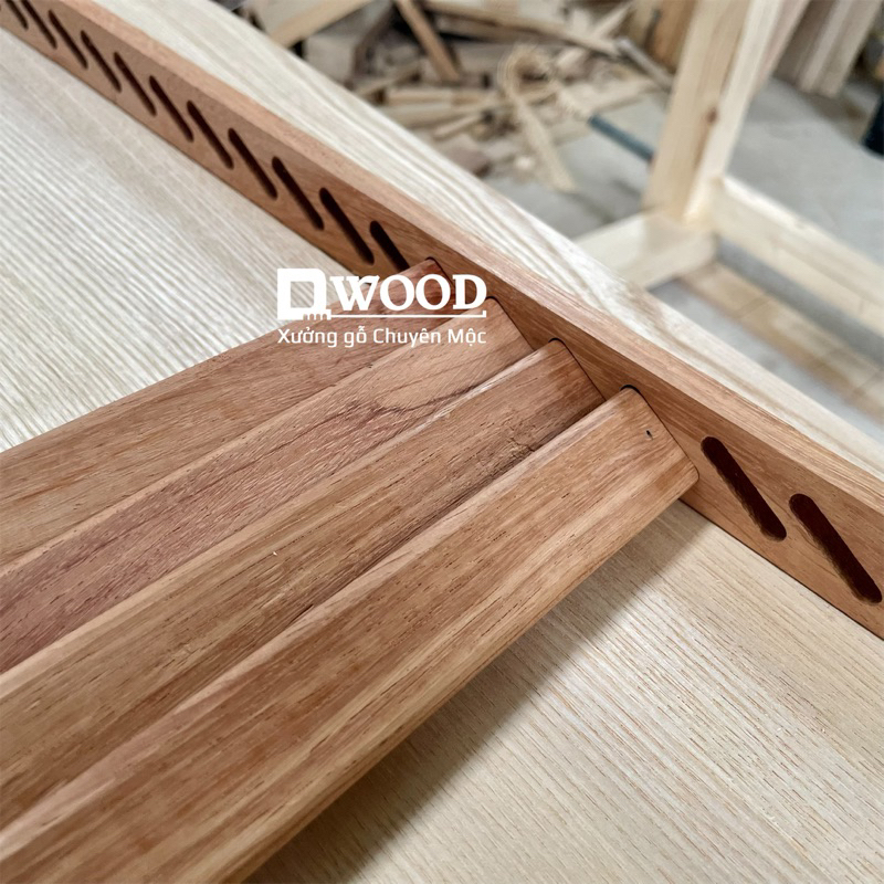 Ảnh Cặp rãnh cửa chớp lá sách Dwood gỗ Gõ đỏ tự nhiên - chiều dài tự chọn 1