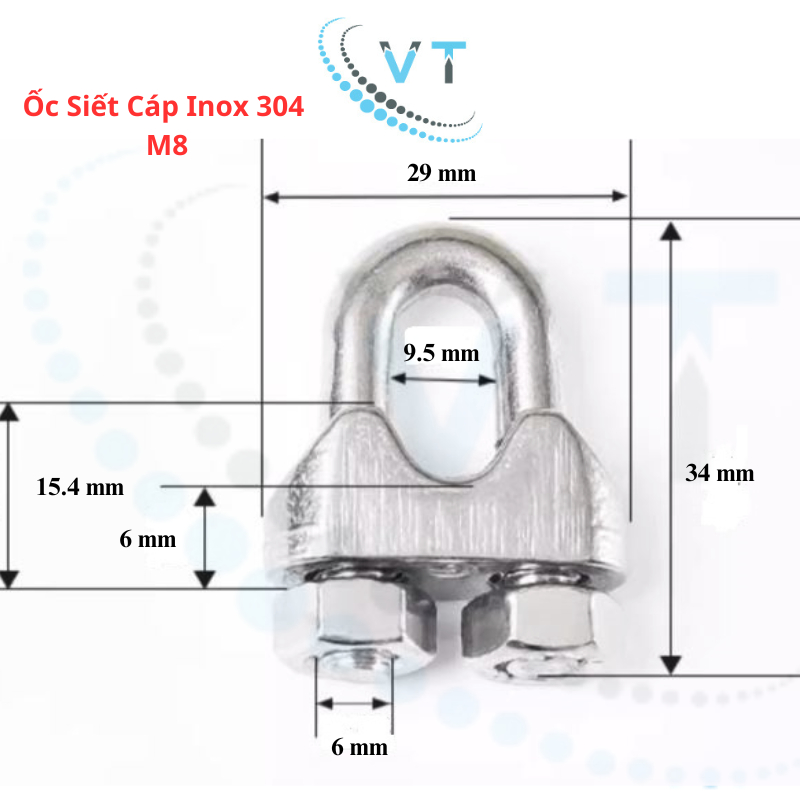 Combo 10 cái Ốc Siết Cáp Inox 304 Cao Cấp  8mm Cóc Siết Cáp Bằng Inox