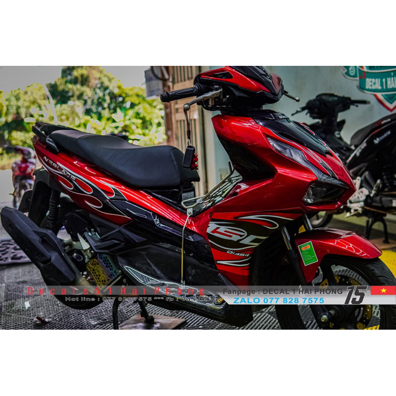 Tem lửa xe AB (AirBlade) Decal dán xe cao cấp chống nước, bền màu ...