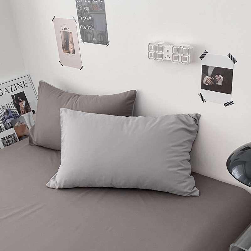Ảnh Bộ vỏ chăn ga gối cotton tici LIDACO notag - Xám ga ghi 1