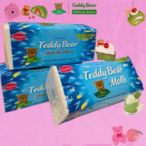 THÙNG 20 GÓI TẶNG 4 Giấy ăn rút lụa trắng GÓI TO TEDDY BEAR MOLLIS XANH 3 LỚP MỀM MỊN TIẾT KIỆM
