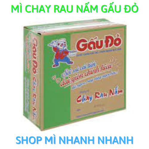 Thùng 30 gói mì Gấu Đỏ 62gr - Sợi mì cải tiến với 2 vị (Chay Rau Nấm  + Gà sợi phở)