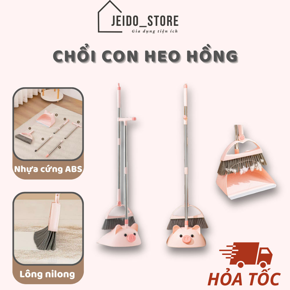 Bộ Chổi Quét Nhà Kèm Hót Rác Hình Con Lợn Hồng Dễ Thương Chổi Heo Hồng ...