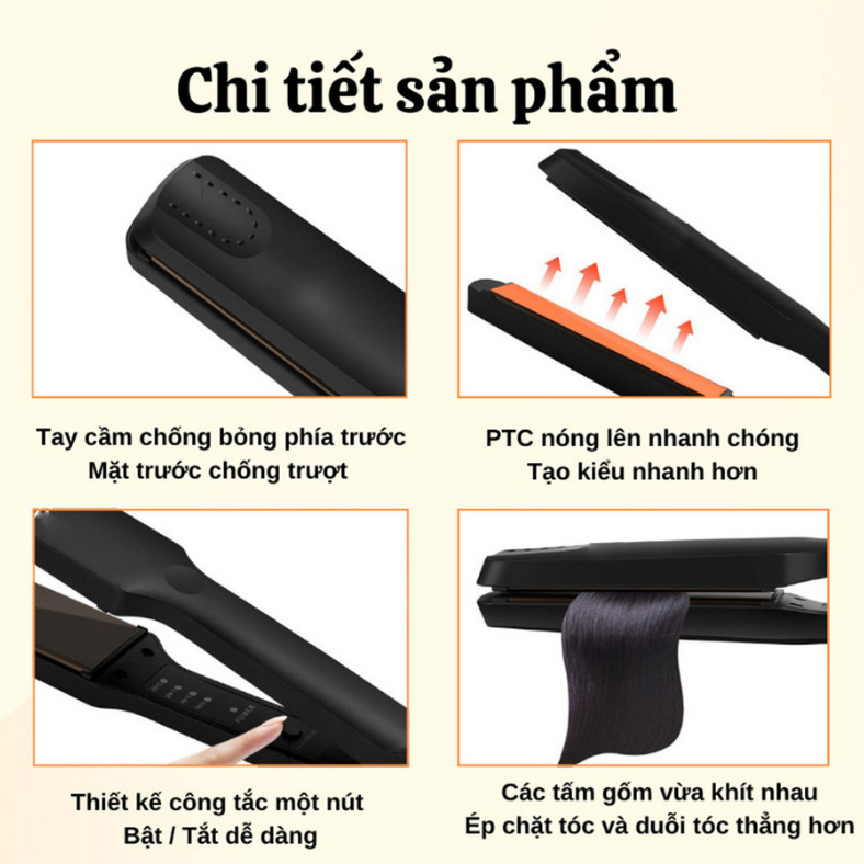 Máy ép tóc mini làm tóc duỗi tóc, kẹp thẳng, ép tóc, uốn cúp làm tóc xoăn lọn đa năng 3in1 trang bị đèn báo nhiệt độ