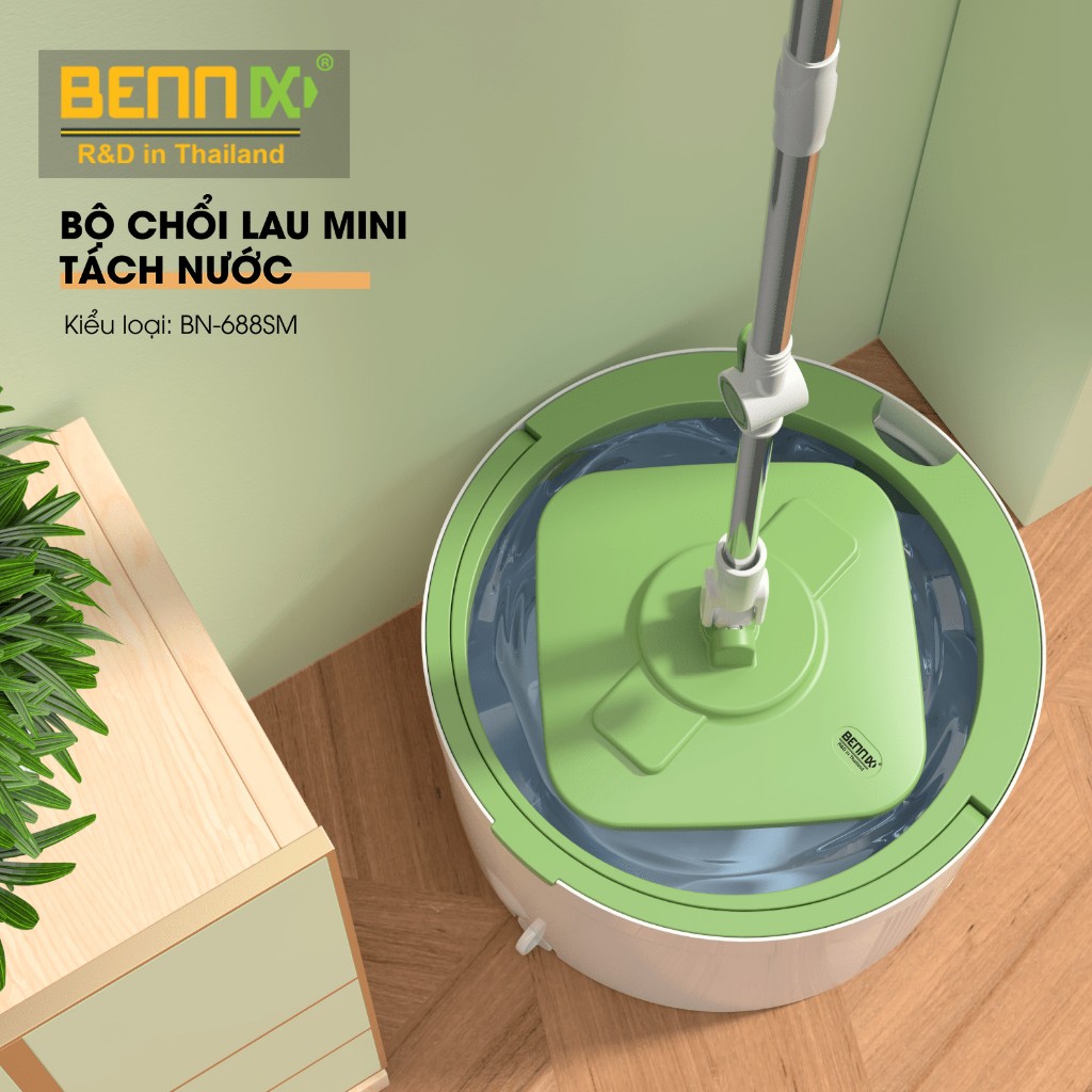 Cây Lau Nhà Tách Nước Bẩn BENNIX BN - 688SM Chổi Lau Nhà Tự Vắt Thế Hệ Mới Tặng Kèm Bông Lau
