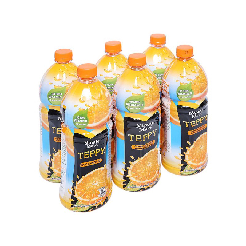 Lốc 6 chai nước cam có tép TEPPY chai 1 Lít | Shopee Việt Nam
