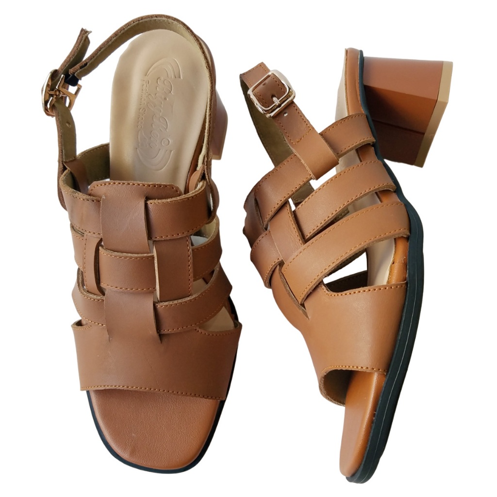 Giày Sandal Cao Gót Nữ Da Bò Thật BIGGBEN Cao 5 Phân HKD775