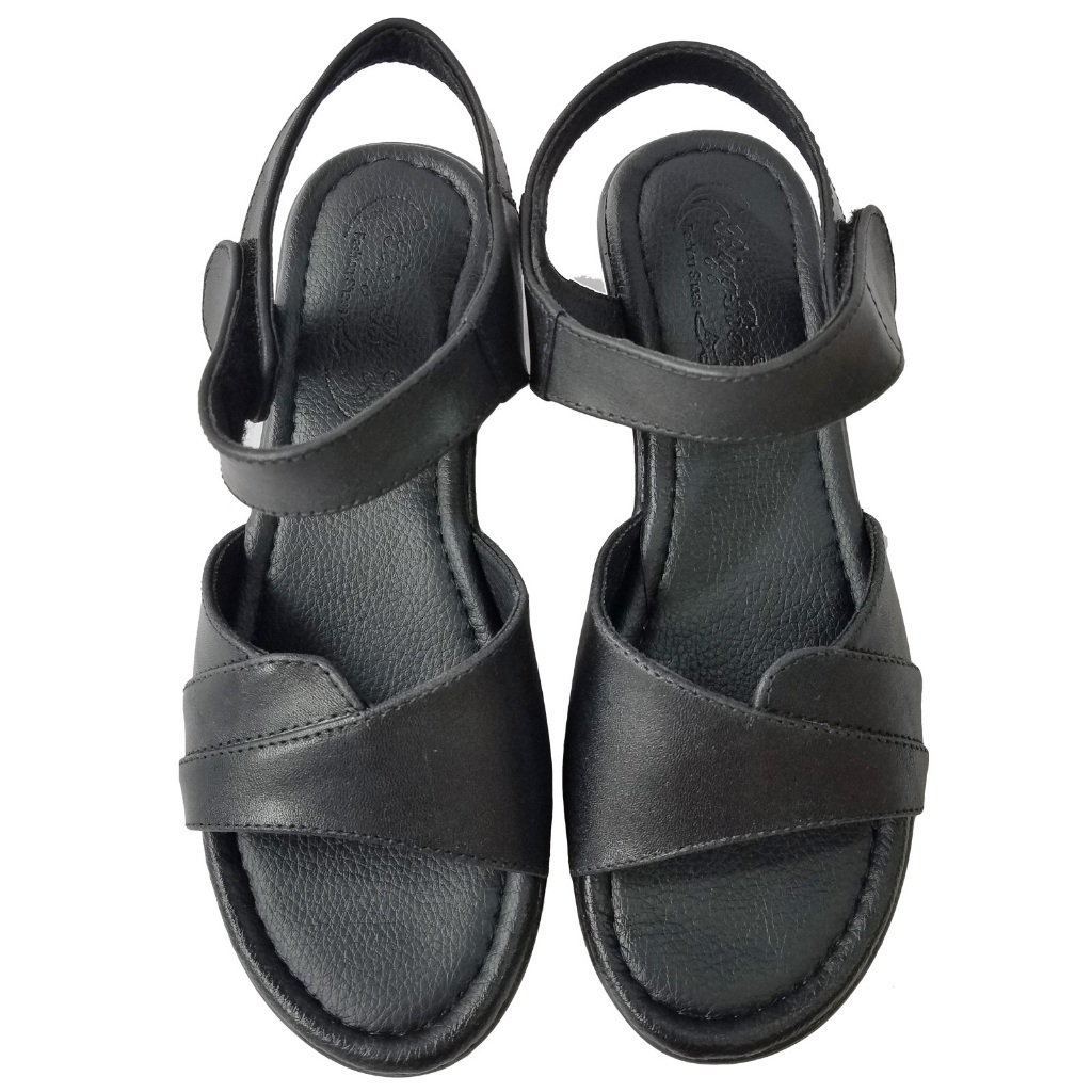 Giày Sandal Đế Xuồng BIGGBEN Da Bò Cao 5 Phân HKD761