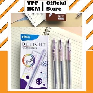 Bút bi nước Deli G118 dạng bấm nhiều màu 0.5mm xinh xắn nhanh khô viết đều trơn