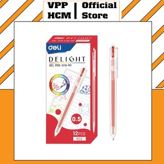 [Giao Nhanh] Bút bi nước Deli G118 dạng bấm nhiều màu 0.5mm xinh xắn nhanh khô viết đều trơn