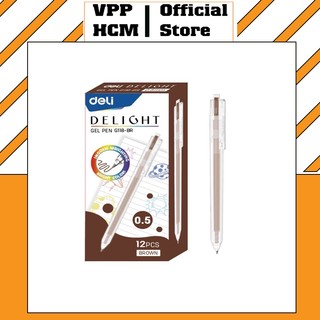 [Giao Nhanh] Bút bi nước Deli G118 dạng bấm nhiều màu 0.5mm xinh xắn nhanh khô viết đều trơn