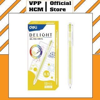 [Giao Nhanh] Bút bi nước Deli G118 dạng bấm nhiều màu 0.5mm xinh xắn nhanh khô viết đều trơn