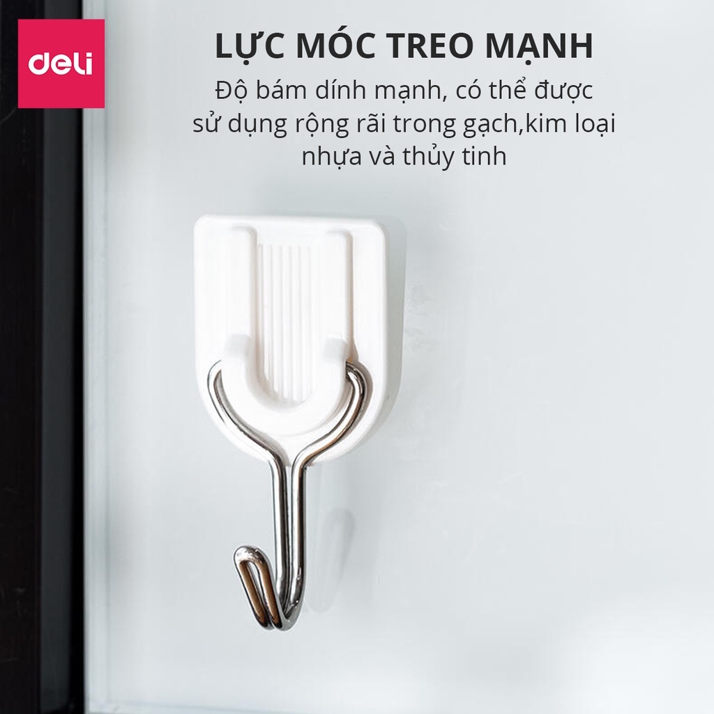 Set 6 Móc treo Deli dán tường chịu lực, Móc Treo Đồ không cần khoan tường Chắc Chắn - 19350