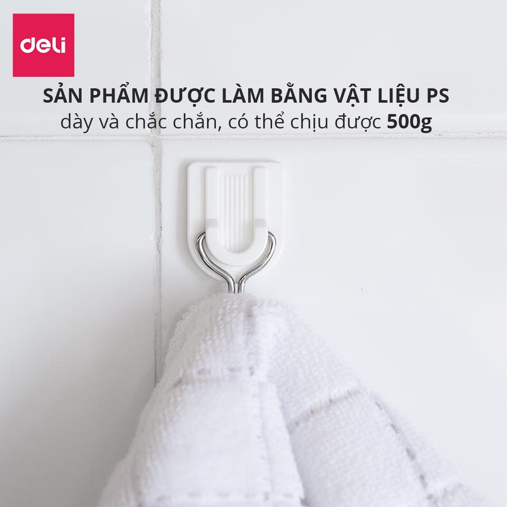 Set 6 Móc treo Deli dán tường chịu lực, Móc Treo Đồ không cần khoan tường Chắc Chắn - 19350