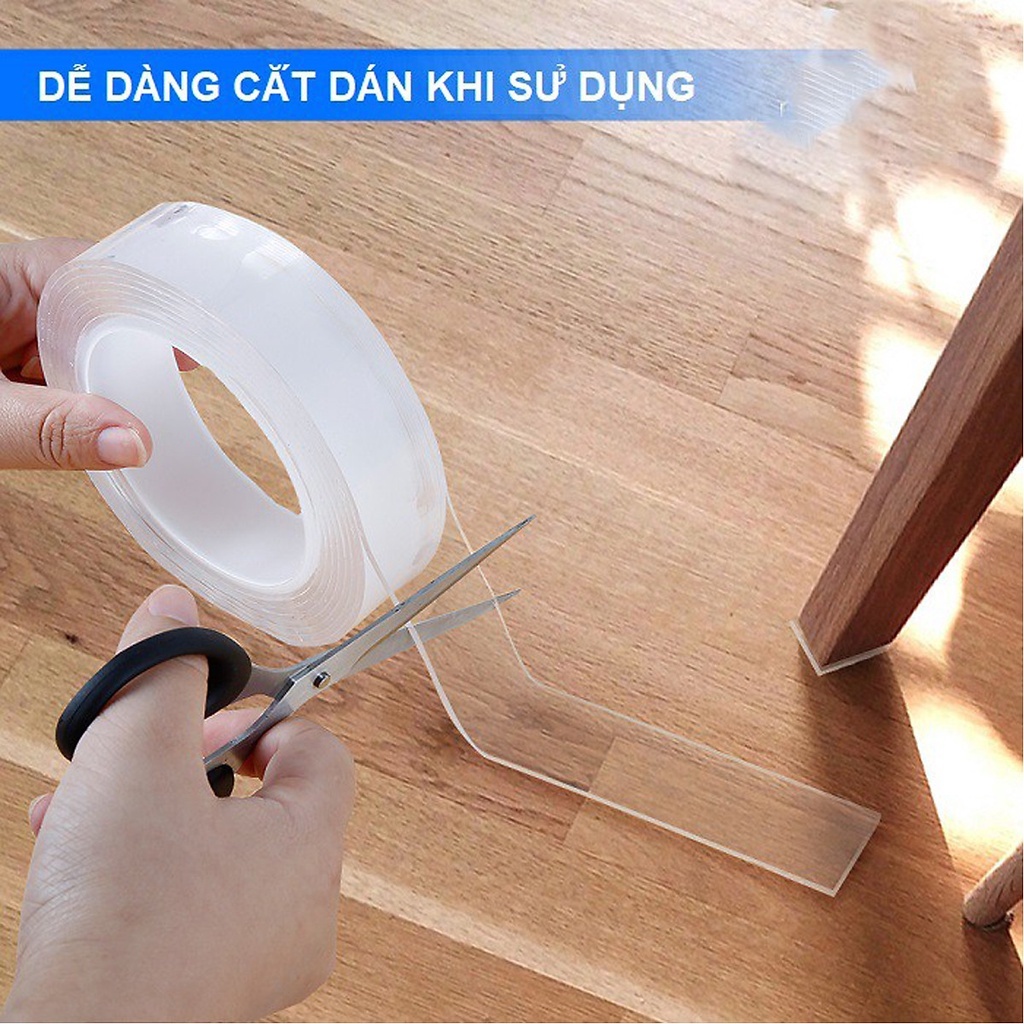 Băng keo, dính hai mặt trong suốt siêu dính chống nước Deli - Nhiều kích cỡ - 33601 / 33605 / 33612