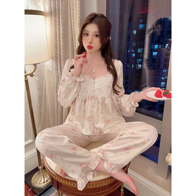 Bộ ngủ PZM hoạ tiết hoa nhí cao cấp Bộ mặc nhà sang chảnh