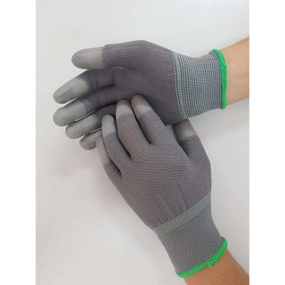 COMBO 12 Đôi Găng tay Lao Động phủ PU ngón Xám chống tĩnh điện ESD - Bao tay bảo hộ an toàn OKAMAS STORE