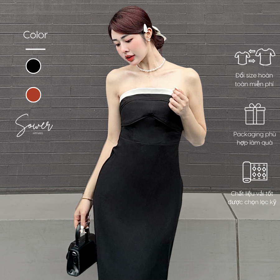 Kiwin Dress - Đầm Cúp Ngực Thêu Hoa Dáng Chữ A