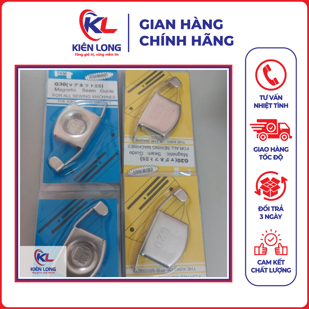 Cữ Nam Châm Định Hướng Đường May Cao Cấp – G30 Cữ To Vỏ Xanh, G20 Cữ Tiểu Vỏ Vàng (2 Cái)