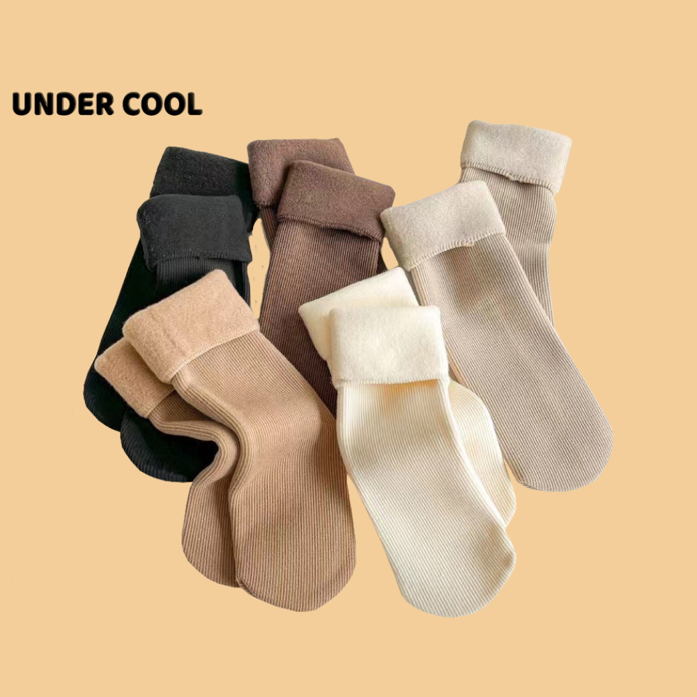 Set 5 Đôi Tất Vớ ủ kem Chống nắng len Lót Lông Giữ Nhiệt UNDERCOOL Mềm Mịn Dày Ấm tông mầu Vintage TC18