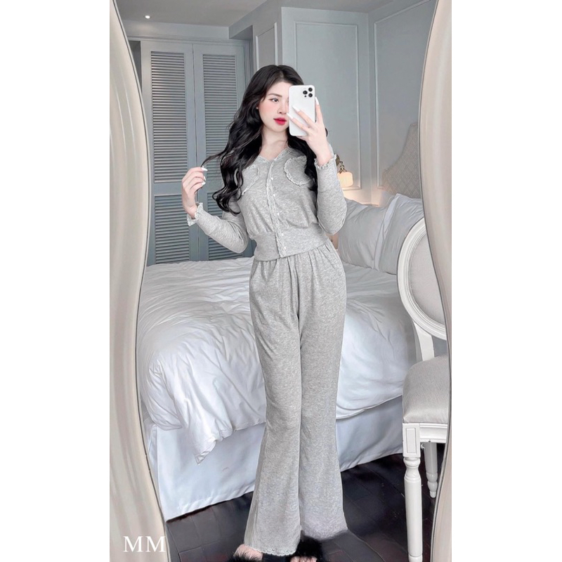 Bộ ngủ thun cotton hoạ tiết nơ chấm bi mềm mại. Bộ đồ mặc nhà , đi chơi, dạo, du lịch sang chảnh