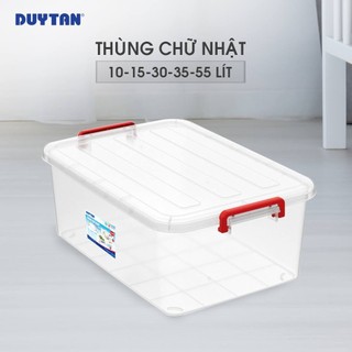 Hộp nhựa đựng đồ đa năng Duy Tân, thùng nhựa nắp quai cài trong suốt 10L, 15L