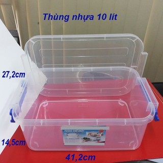 Hộp nhựa đựng đồ đa năng Duy Tân, thùng nhựa nắp quai cài trong suốt 10L, 15L