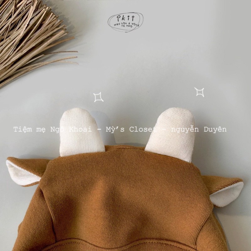 [MD62] Body suit/ áo liền thân dài tay kèm mũ hình trâu/ nghé xinh cho bé yêu NGÔ KHOAI MỲ