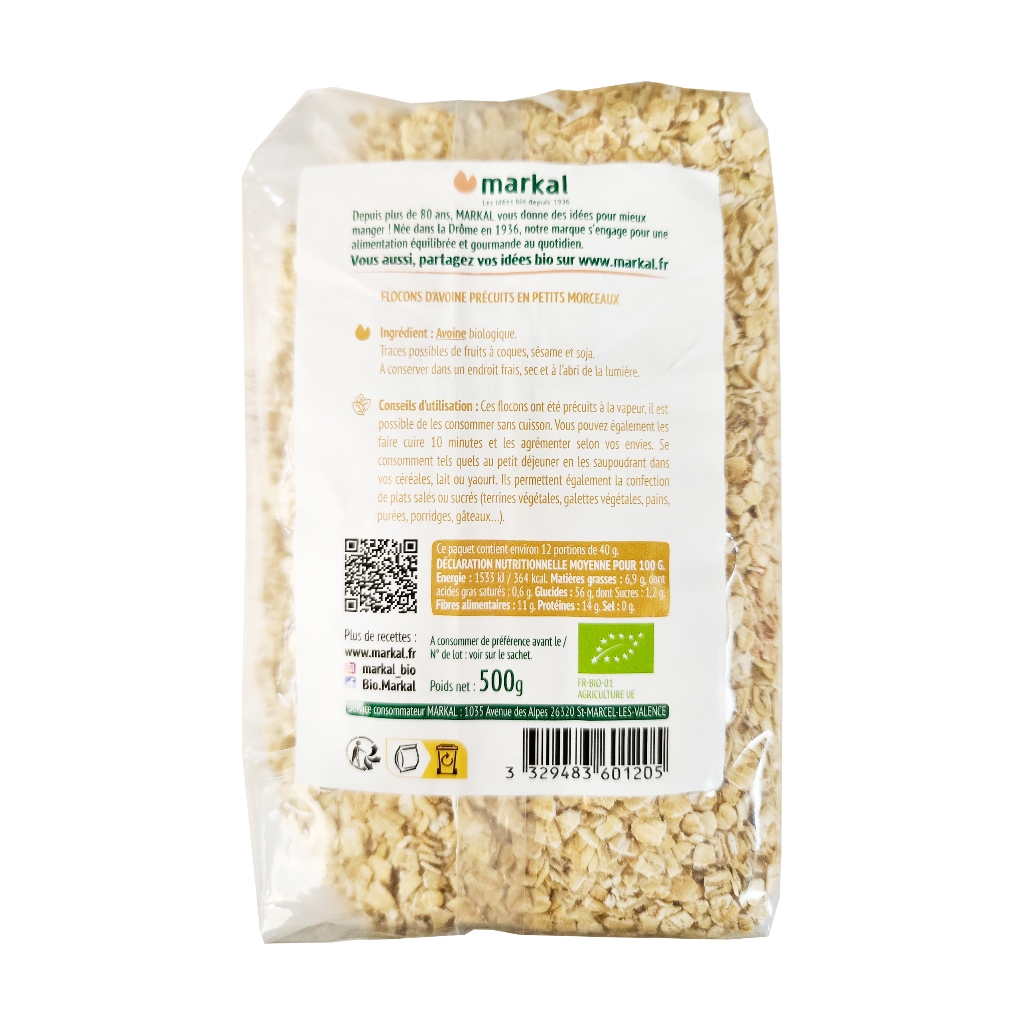 Ảnh Yến mạch cán mỏng hữu cơ Markal 500g Pháp 3