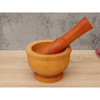Bộ cối chày size lớn bằng gỗ dày dặn, giã gia vị, cua,.. tiện lợi