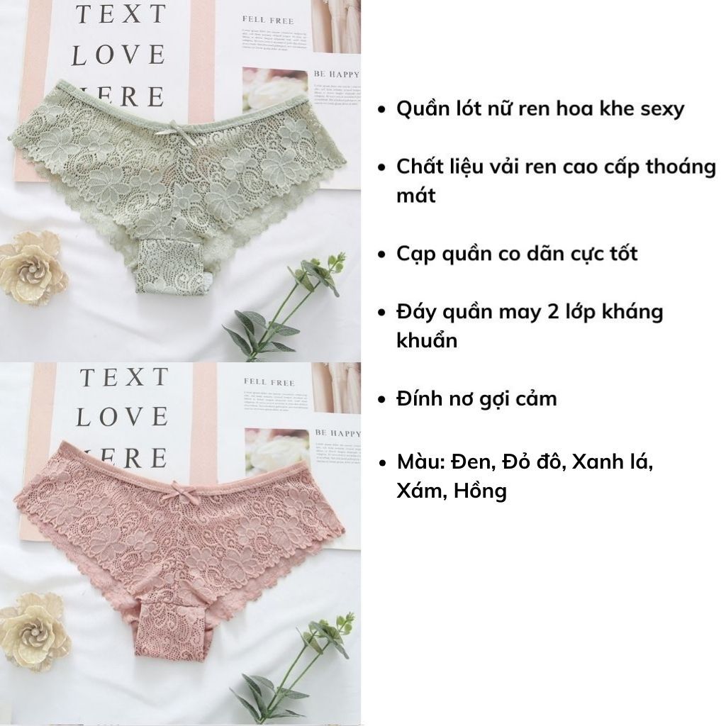 Quần lót nữ sexy vải ren siêu mỏng xuyên thấu thoáng mát gợi cảm và quyến rũ LANIXA L6824