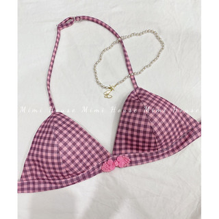 Áo bra sườn xám không gọng mút mỏng tone hồng - handmade by Mimi house