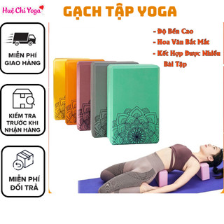 Gạch Tập Yoga, Gạch Tập Yoga Nặng 300g, In Hoa Mandala (họa tiết nổi) Viền Kẻ -Độ Cứng Cao Không Lún