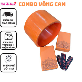 Combo Vòng Tập Yoga bản to 20cm, 2 gạch in hoa văn, 1 dây cotton họa tiết 1m8 hỗ trợ tập Yoga