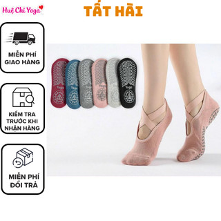 Tất Tập Yoga  - Vớ Tập Yoga , barre , pilates quai chéo thấm mồ hôi gắn hạt silicon chống trơn trượt quai chéo kín ngón