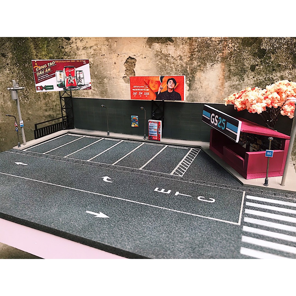 Bộ sa bàn cho xe mô hình 1/64 Bãi đậu xe