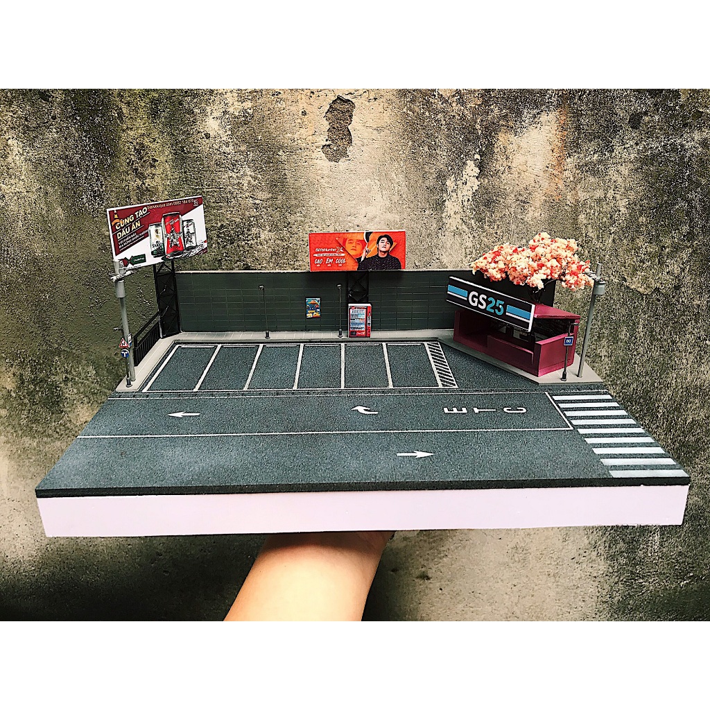 Bộ sa bàn cho xe mô hình 1/64 Bãi đậu xe