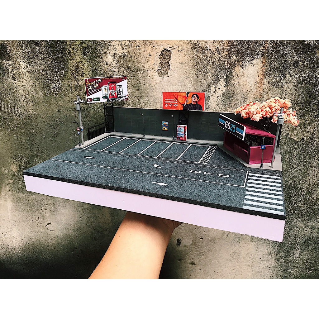 Bộ sa bàn cho xe mô hình 1/64 Bãi đậu xe
