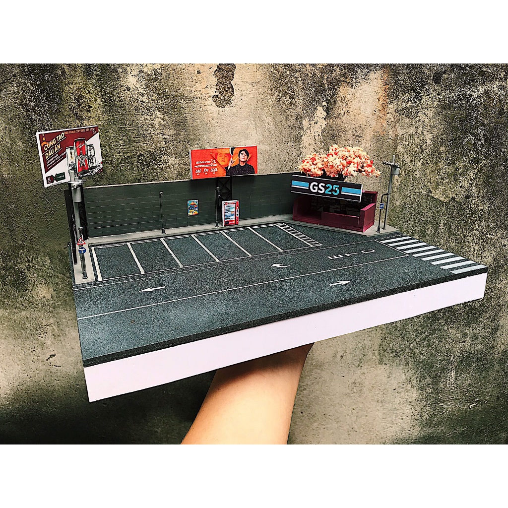 Bộ sa bàn cho xe mô hình 1/64 Bãi đậu xe
