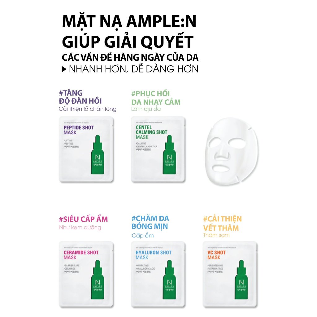 Ảnh Mặt Nạ Giấy Dưỡng Ẩm Chăm Sóc Da Ample: Shot Mask 2