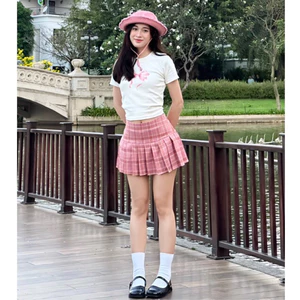 Chân váy y2k caro xếp ly bảng lưng cao váy ngắn xếp ly trendy mẫu mới váy 2 lớp Lolalalo