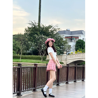 Chân váy y2k caro xếp ly bảng lưng cao váy ngắn xếp ly trendy mẫu mới váy 2 lớp Lolalalo