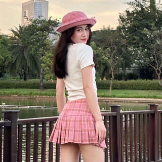 Chân váy y2k caro xếp ly bảng lưng cao váy ngắn xếp ly trendy mẫu mới váy 2 lớp Lolalalo