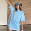 Áo thun nữ đơn giản Candy Tee by C'est La Vie áo thun form rộng , màu xanh/trắng, vải đứng form H06