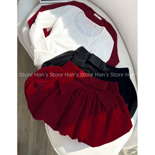 [HAN’S STORE ]SET CHÂN VÁY BỒNG BỀNH KÈM ÁO LEN HẠT NOEL 2024( ẢNH THẬT)