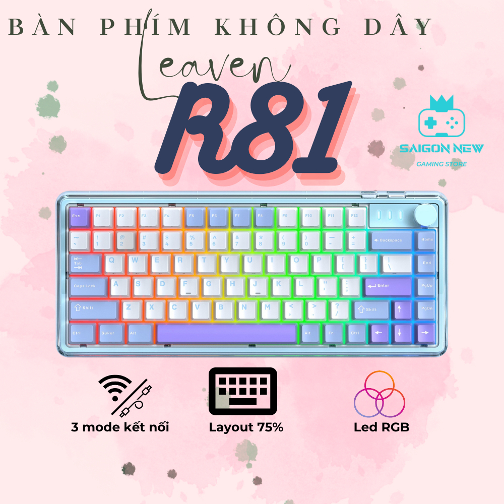 Bàn phím cơ không dây Leaven R81 - LED RGB nhiều chế độ - Kết nối ...